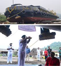 launch of ‘Missile Cum Ammunition Barge, LSAM 12 (Yard 80)